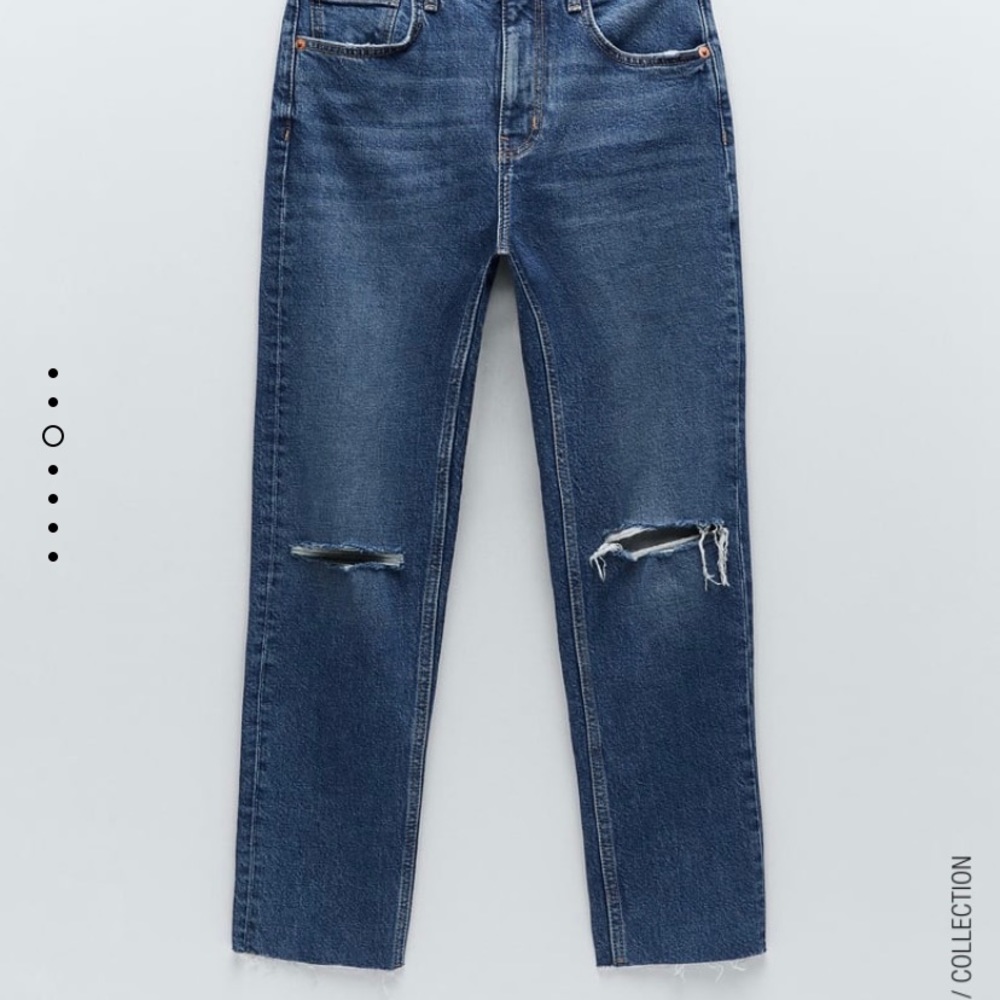 NWT ZARA SLIM FIT HI-RISE RIPPED JEANS